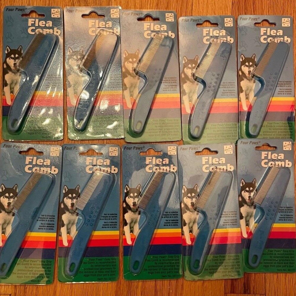 Four Paws Pet Flea Comb Single Row Coat Dog Cat Rabbit Ferret Lot Of 10 Combs